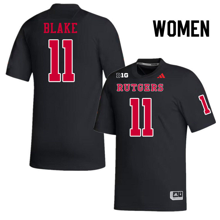 Women #11 Logan Blake Rutgers Scarlet Knights 2024 College Football Jerseys Stitched-Black